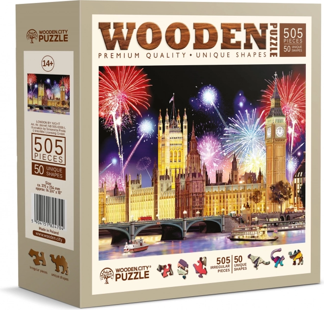 WOODEN CITY Dřevěné puzzle Noční Londýn 505 dílků