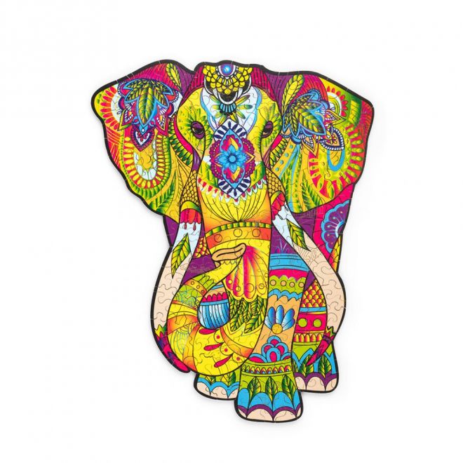Dřevěné barevné puzzle se slony