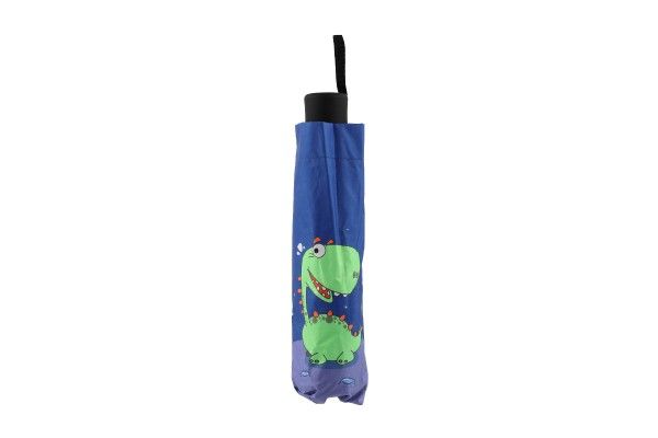 Deštník Dinosaurus skládací látka/kov 25cm modrý v sáčku