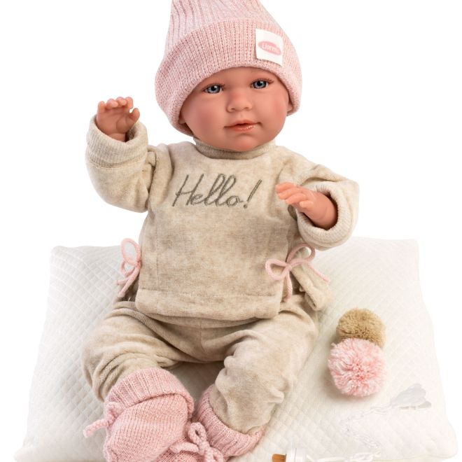 Llorens 74020 NEW BORN - realistická panenka miminko se zvuky a měkkým látkovým tělem - 42 cm