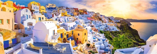 Panoramatická puzzle Santorini západ slunce 1000 dílků