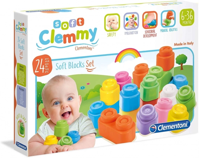 CLEMENTONI SOFT CLEMMY Sada 24 měkkých kostek