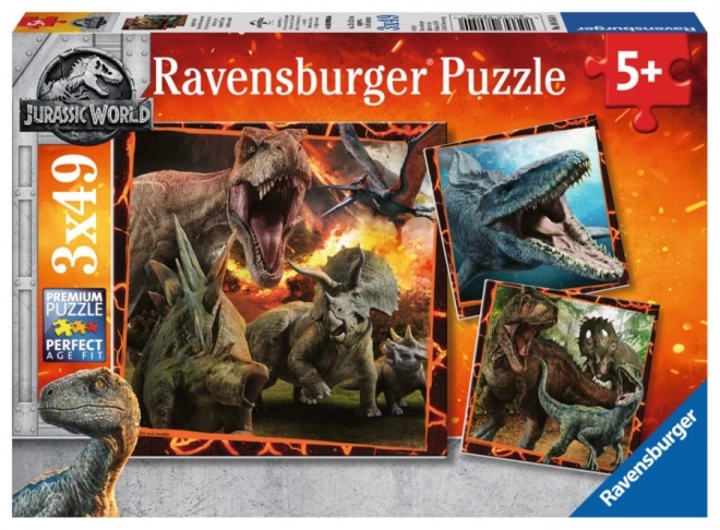 RAVENSBURGER Puzzle Jurský svět: Instinkt lovce 3x49 dílků