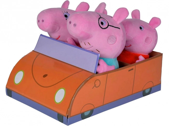Sada plyšových hraček Peppa Pig - Rodina v autě