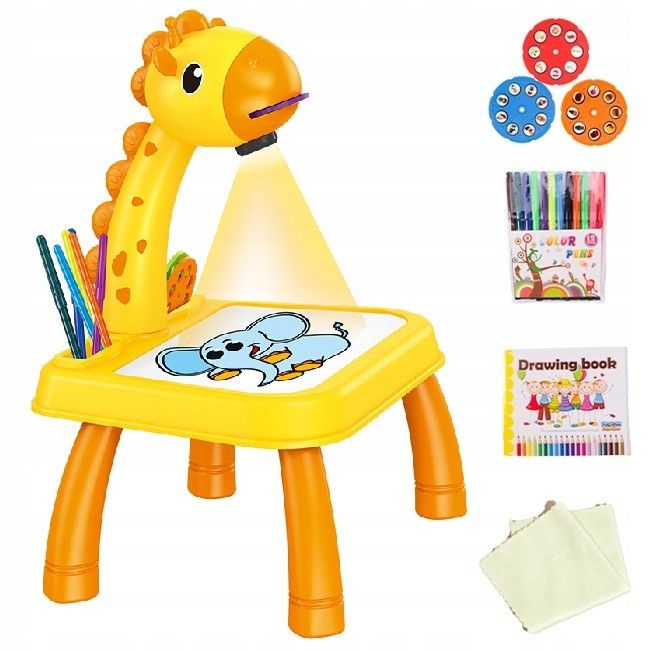 Žirafa - Kreslící projektor s hudbou 40 x 31 x 26 cm – Žlutý