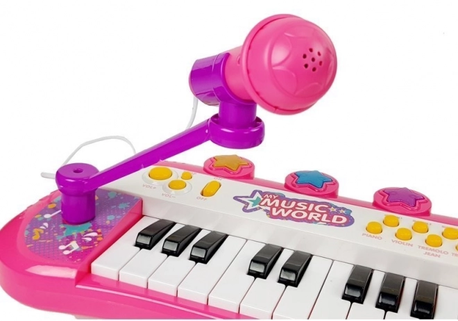 Klávesnice Pianinko 24 kláves USB mikrofon růžová