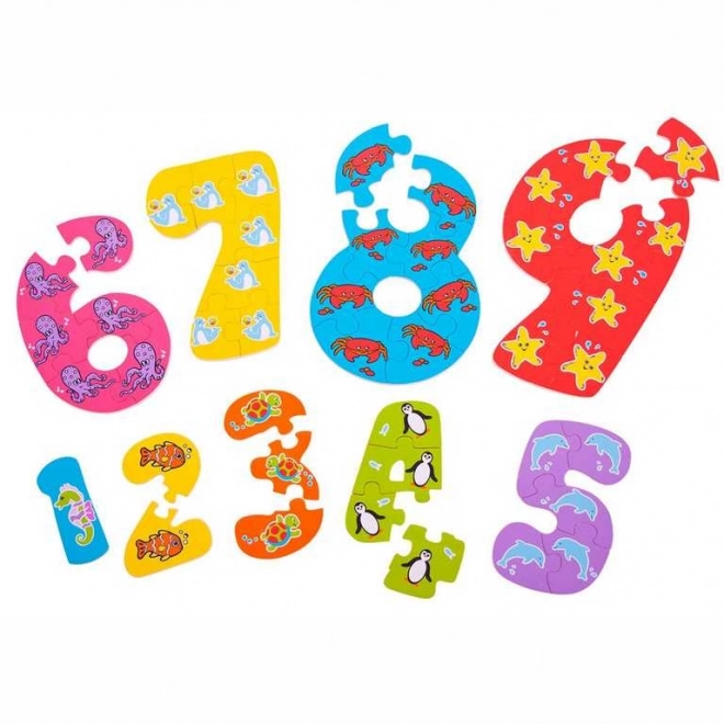 Bigjigs Toys Dřevěné puzzle čísla 1-9