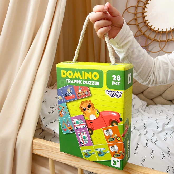 Woopie vzdělávací hra doprava zvířata puzzle domino Montessori