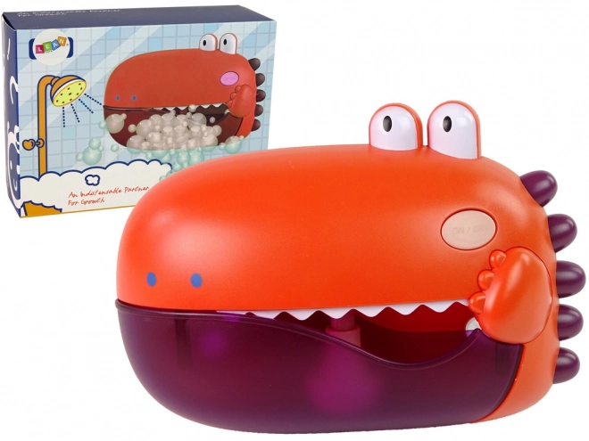 Dětská hračka do vany Dino – červený generátor bublin na baterie