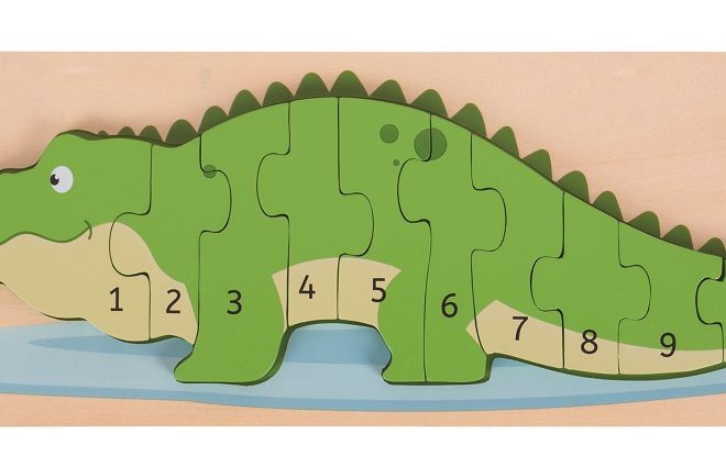 Bigjigs Toys Vkládací puzzle krokodýl s čísly