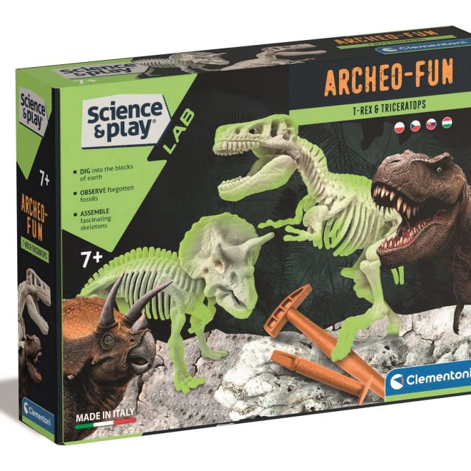 CLEMENTONI Science&Play ArcheoFun: T-Rex + Triceratops