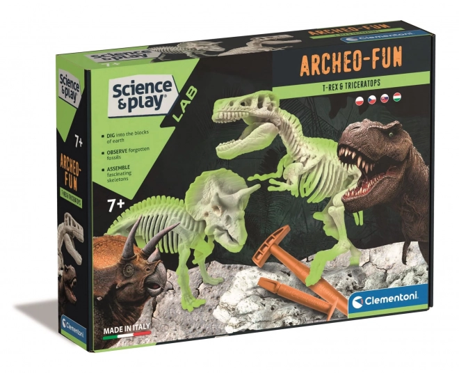 CLEMENTONI Science&Play ArcheoFun: T-Rex + Triceratops