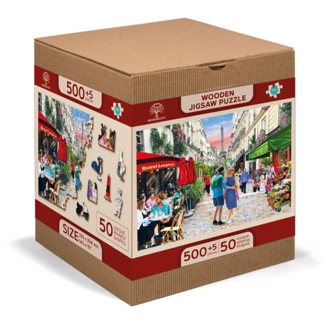 Wooden City Dřevěné puzzle Pařížské bistro 2v1, 505 dílků EKO