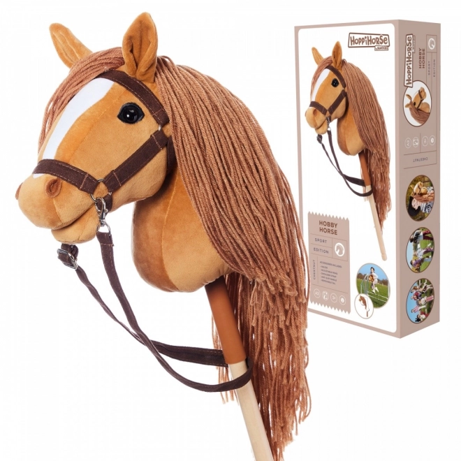 Dřevěný kůň na tyči Hobby Horse HOPPIHORSE Kaštanová hnědá