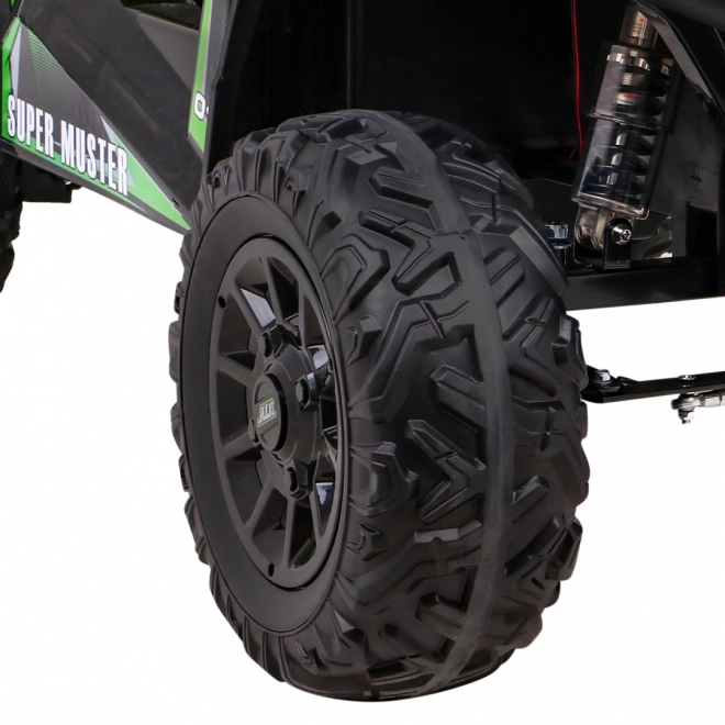 Buggy UTV Off-roader pro děti Zelená + dálkové ovládání + nosič zavazadel + pomalý start + EVA + MP3 LED