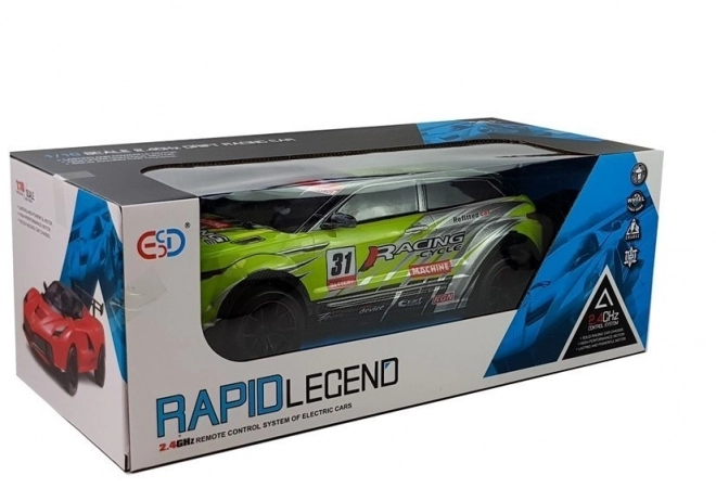 Dálkově ovládané rallye auto 1:10 zelené R/C