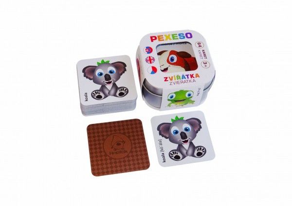 Pexeso Zvířátka 64 karet v plechové krabičce 6x6x4cm Hmaťák