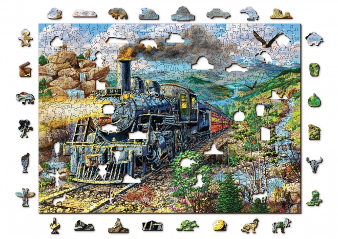 Dřevěné puzzle s figurkami - Železnice, 750 dílků