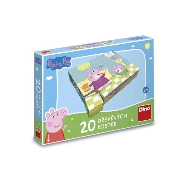 DINO Obrázkové kostky Prasátko Peppa: Veselý den, 20 kostek