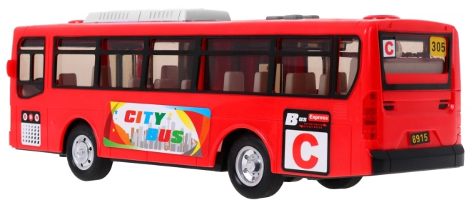 Interaktivní školní autobus + otevírací dveře + zvuky a světla – Červený