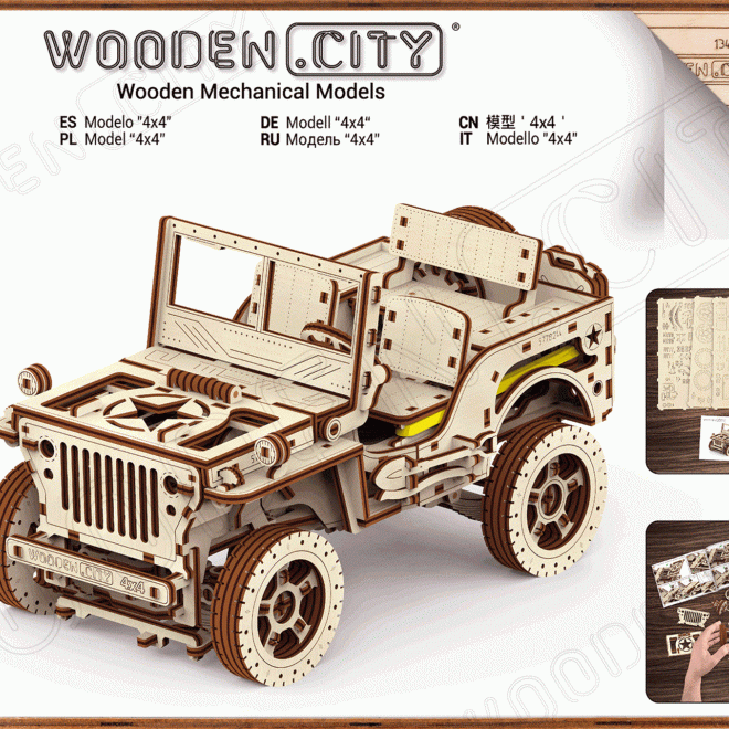 WOODEN CITY 3D puzzle Terénní vůz - džíp 4x4, 570 dílků