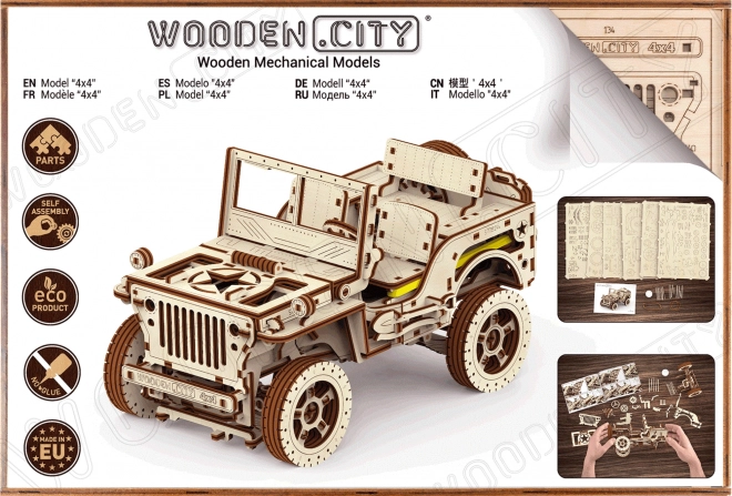 WOODEN CITY 3D puzzle Terénní vůz - džíp 4x4, 570 dílků