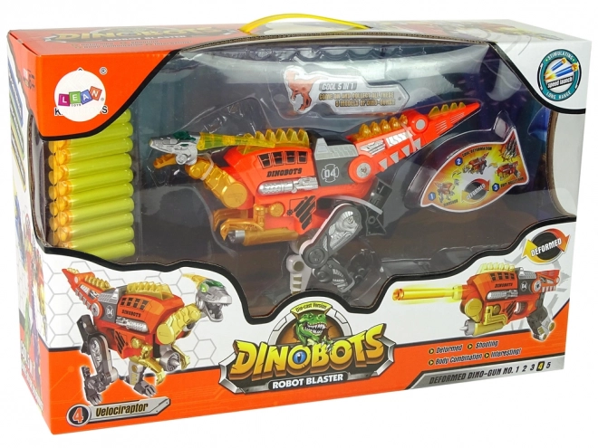 Dinobots 2v1 Dinosaur Arrow Gun Oranžový Velociraptor Shield