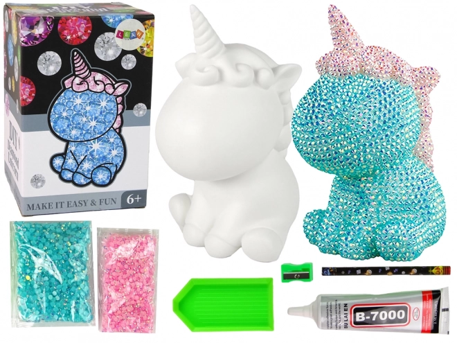 DIY Unicorn Set Diamanty Krystaly Modrá