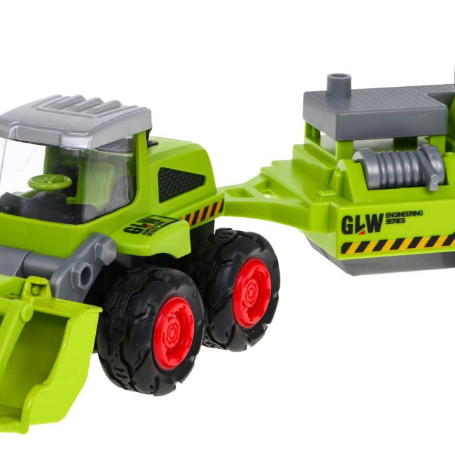 Zemědělský nakladač pro děti 1:55 Traktor s traktorem + přívěs s postřikovačem do sadu