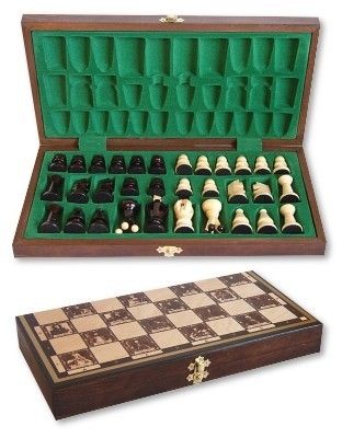královská dřevěná šachová sada 35 cm