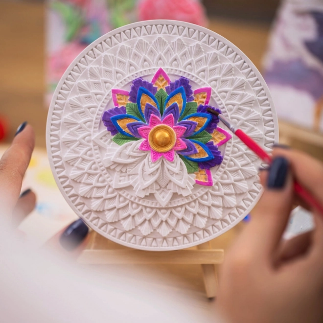 CANDELLANA Sada barev a štětců na vybarvování sádrových obrázků 3D mandala