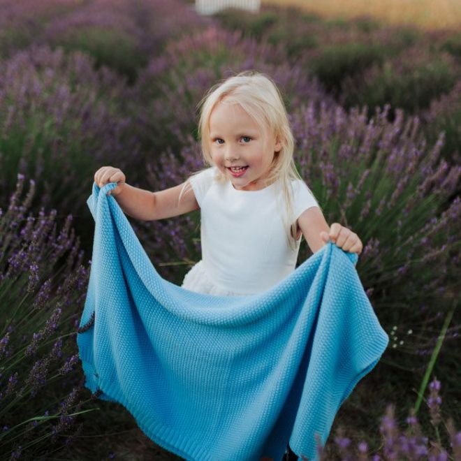 Dětská modrá bavlněná deka