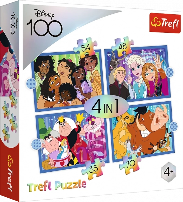 TREFL Puzzle Disney 100 let: Disneyho veselý svět 4v1 (35,48,54,70 dílků)