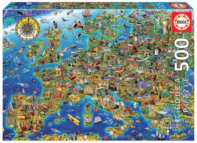 EDUCA Puzzle Šílená mapa Evropy 500 dílků