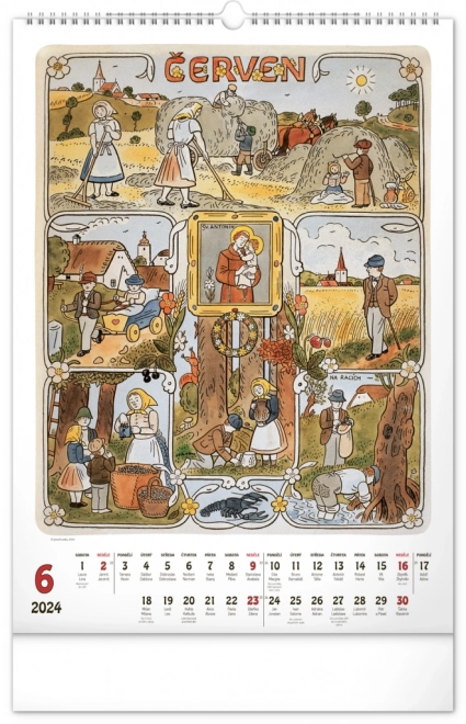 Nástěnný kalendář Josef Lada – Měsíce 2024, 33 × 46 cm