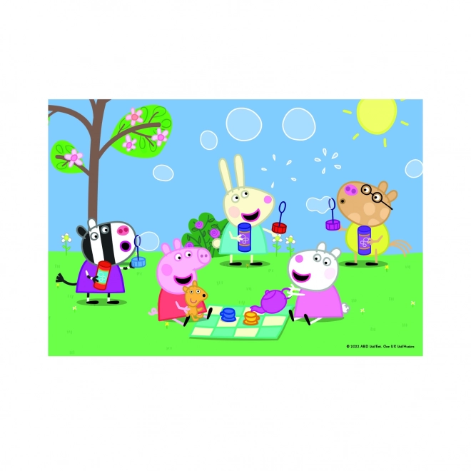 Puzzle 2v1 Prasátko Peppa/Peppa pig a kamarádi 2x48 dílků v krabici 19x27x4cm