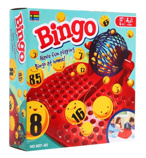 Dětská hra Bingo 4+ Číselná loterie + Losovací stroj s válcem + Kuličky s čísly + Karty Žetony