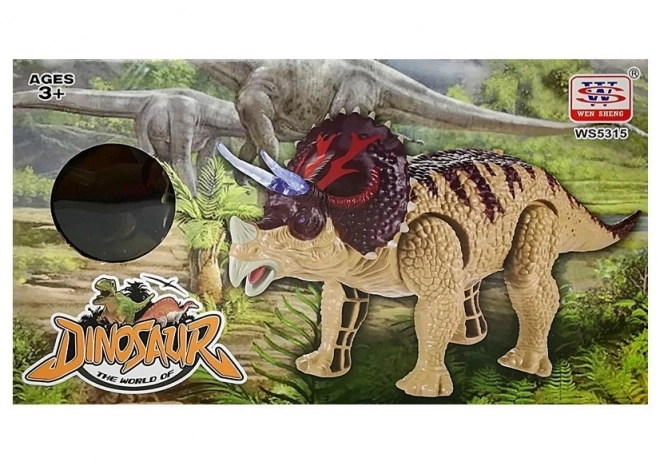 Dinosaurus Triceratops zelený s bateriemi