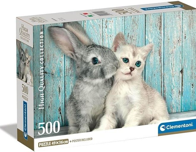 Puzzle 500 dílků Kompaktní kočka a králík