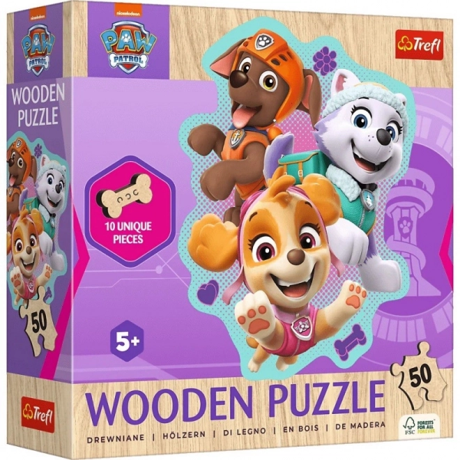 Dřevěné puzzle 50 prvků Psi Patrol Happy Bunch of Doggies