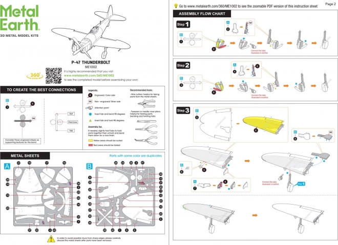 METAL EARTH 3D puzzle P-47 Thunderbolt