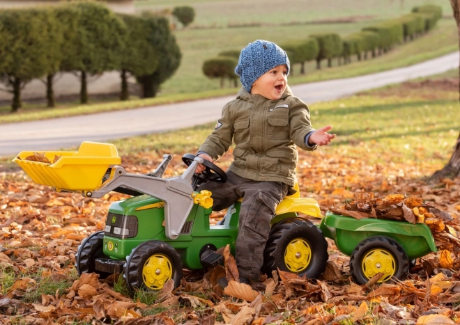 Traktor na šlapky Rolly Toys RollyKid John Deere s lžící a přívěsem - zelený