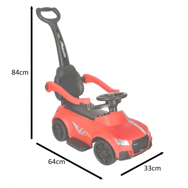 Dětské odstrkávací auto s hudbou a světly červené