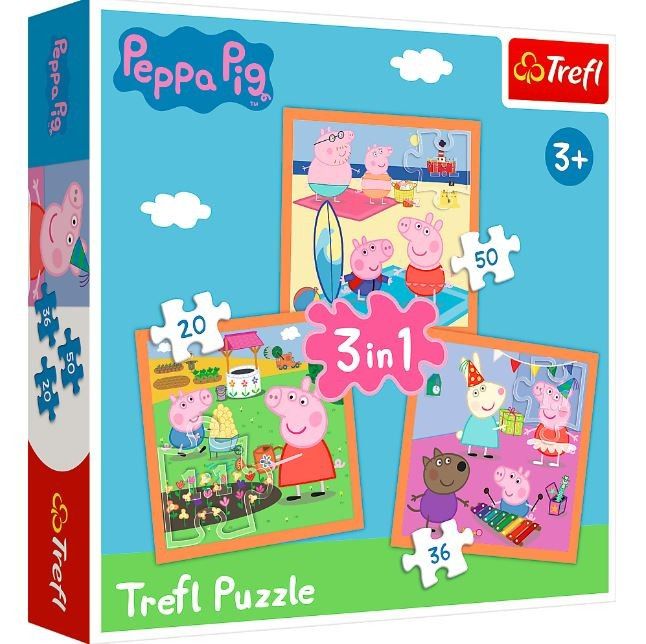 Puzzle 3v1 Důmyslné prasátko Peppa