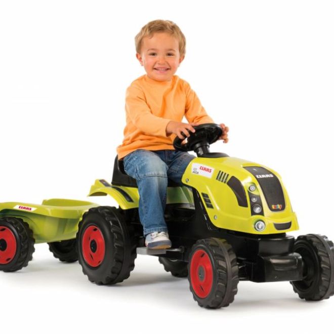Šlapací traktor CLAAS zelený s vozíkem