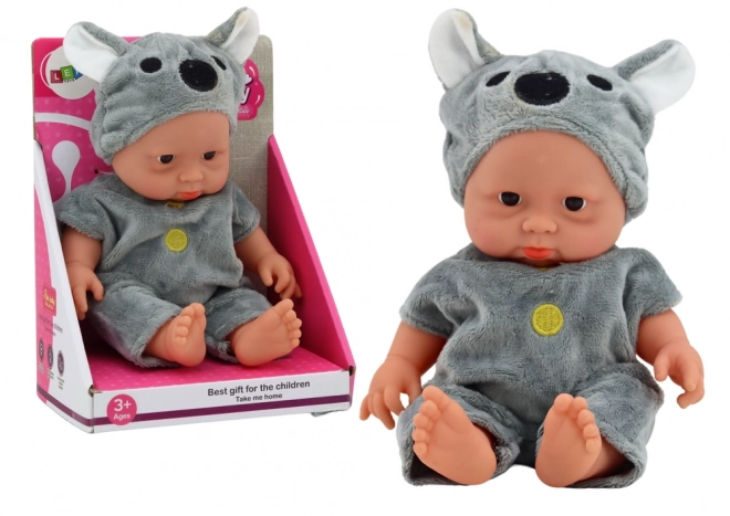 Malá dětská panenka Grey Koala Oblečení Cap