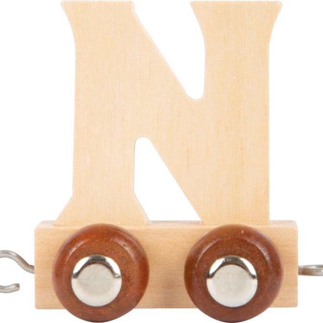 Dřevěný vláček vláčkodráhy abeceda písmeno N
