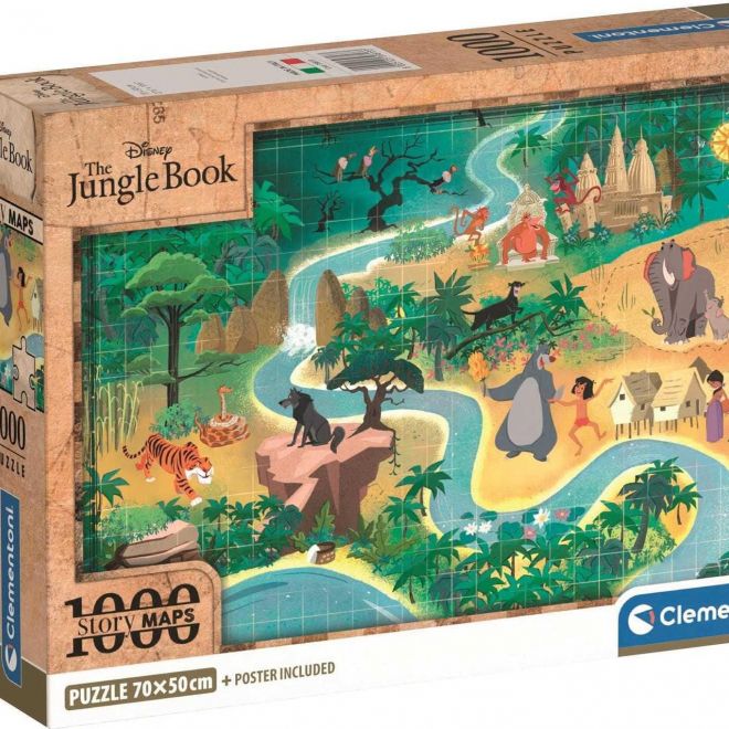 CLEMENTONI Puzzle Story Maps: Kniha džunglí 1000 dílků