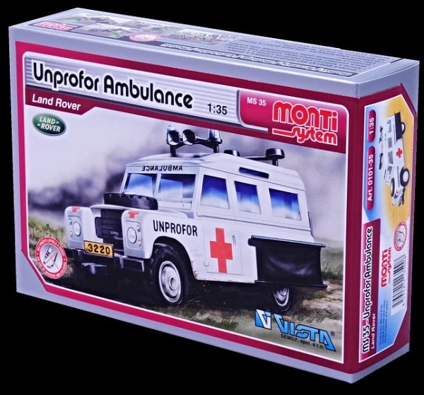 Stavebnice Monti System MS 35 Unprofor Ambulance Land Rover 1:35 v krabici 22x15x6cm