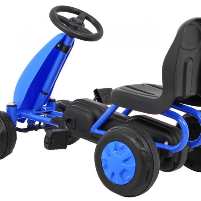 První šlapací motokára pro děti Modrá + Řetězový pohon + Gumová kola